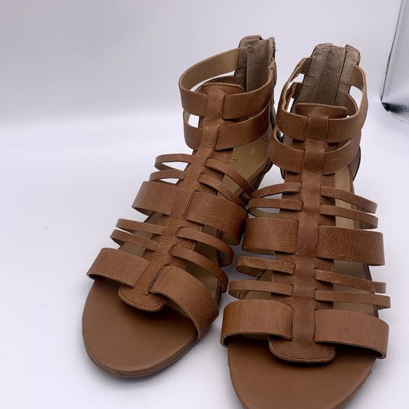 Franco Sarto Uzeta Sandals Cognac Gladiator Wedge Size 8 - Picture 5 of 14